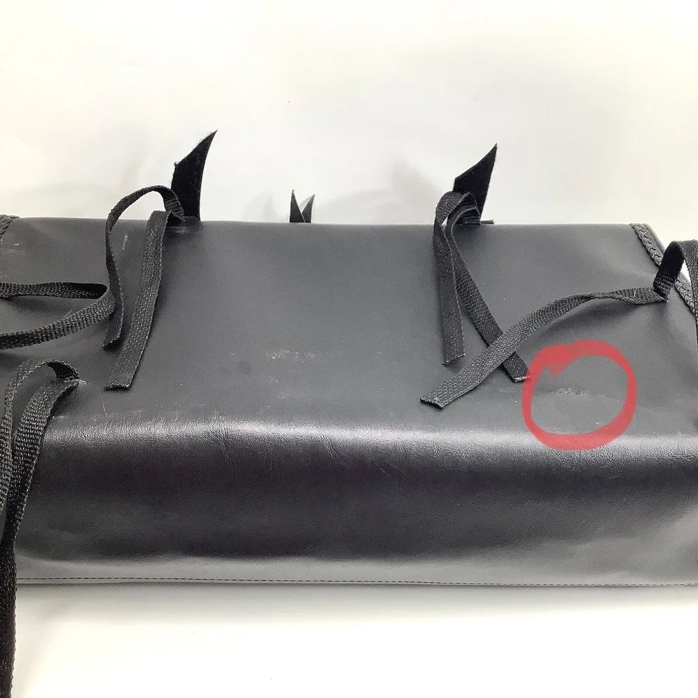 Leather Tie on Bag Motorcycle Black Straps 19